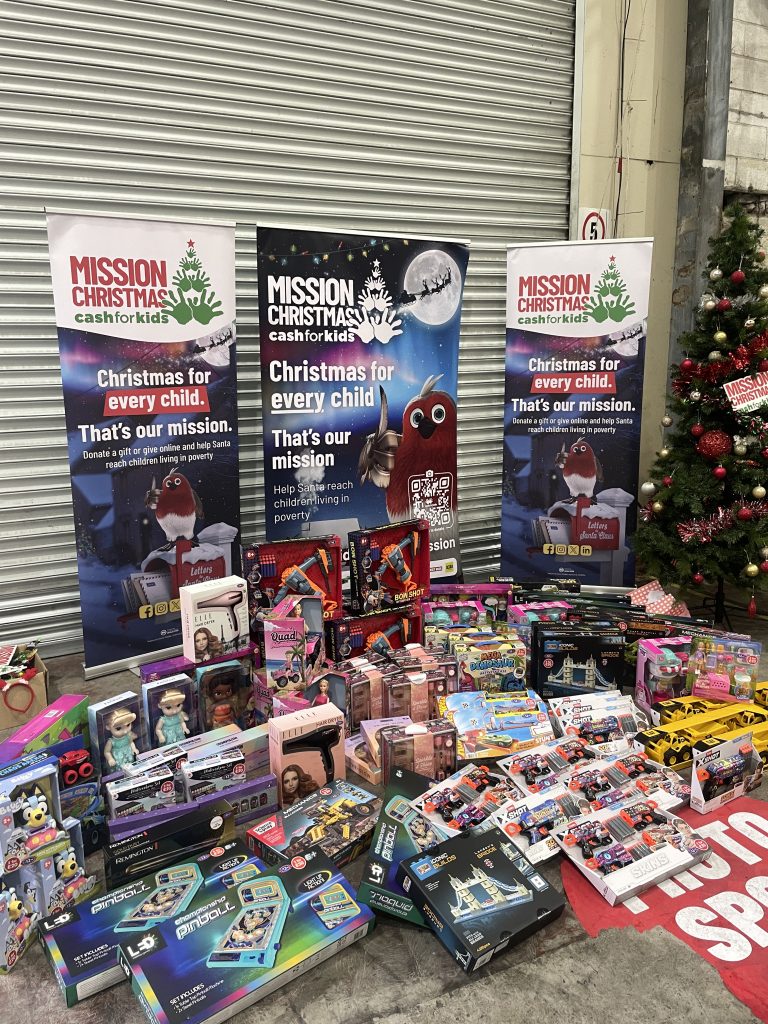 All the gifts the Property Developer Show team delivered to Cash for Kids Greater Manchester Mission Christmas HQ